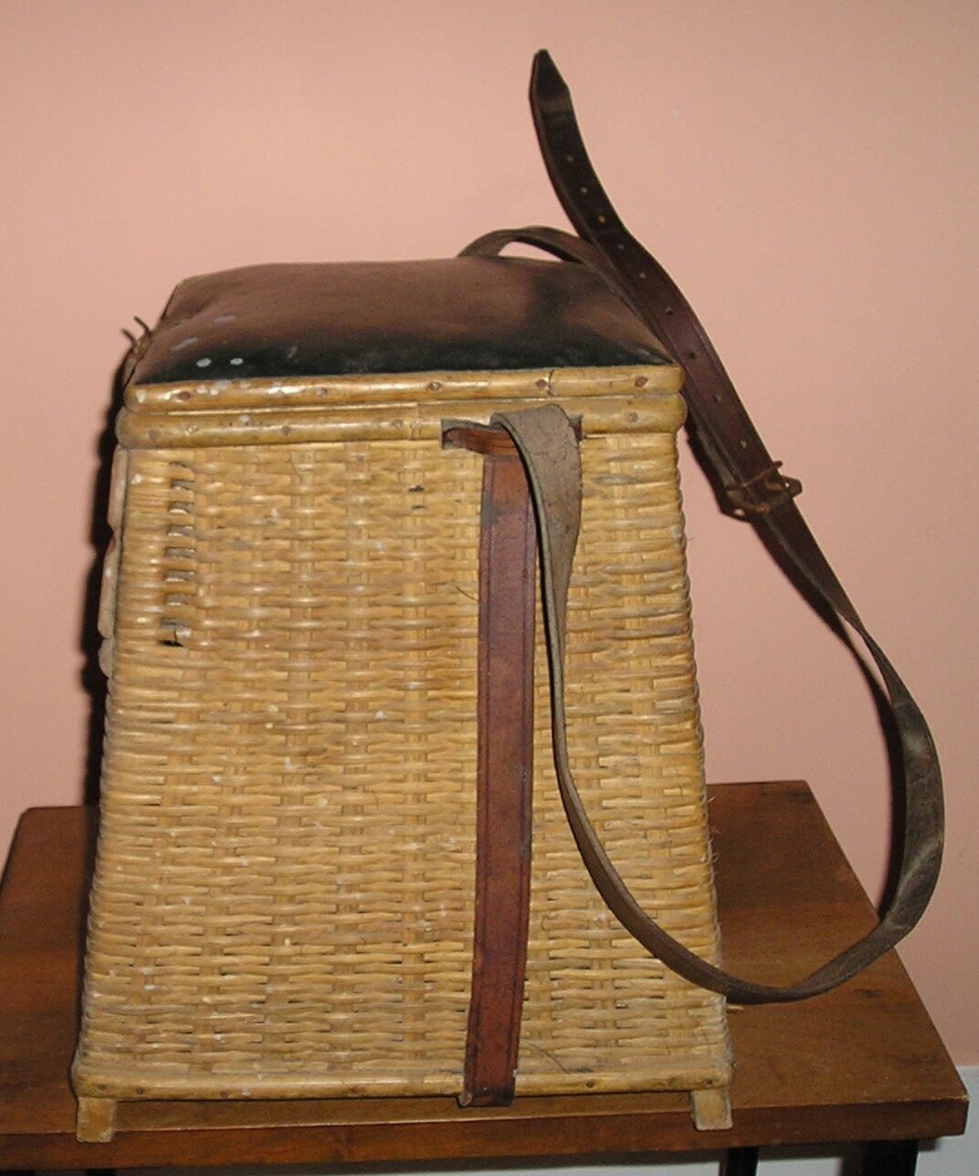 Ancient wicker fisherman's seat