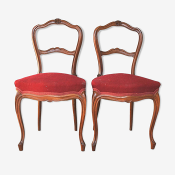 Pair of Chair Napoleon III period mahogany late XIXth