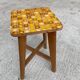 Scandinavian stool with amber mosaic effect top, 60s side table.