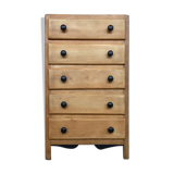 5 drawers dresser in light fir 1950 black buttons