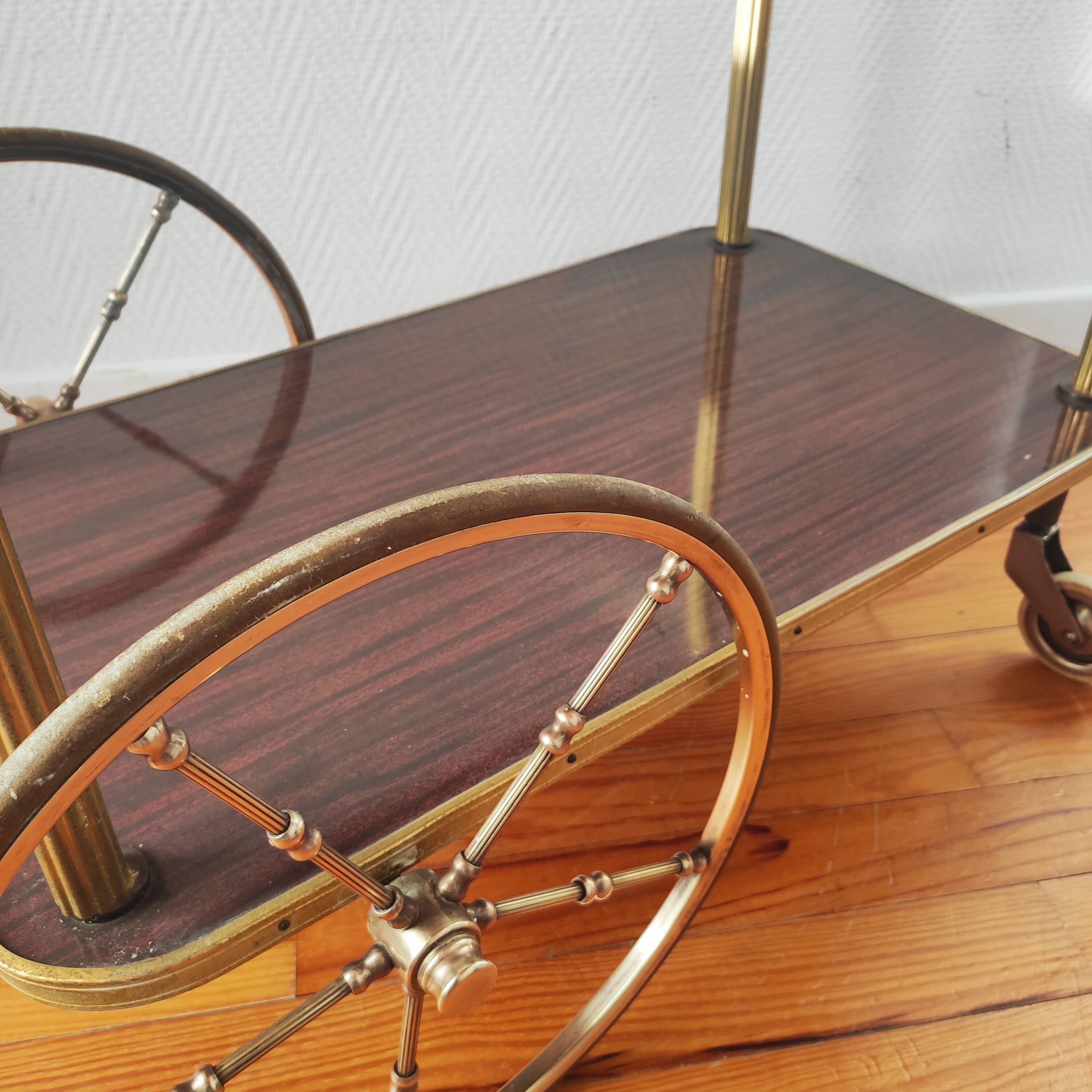 Vintage bar cart rolling serving trolley