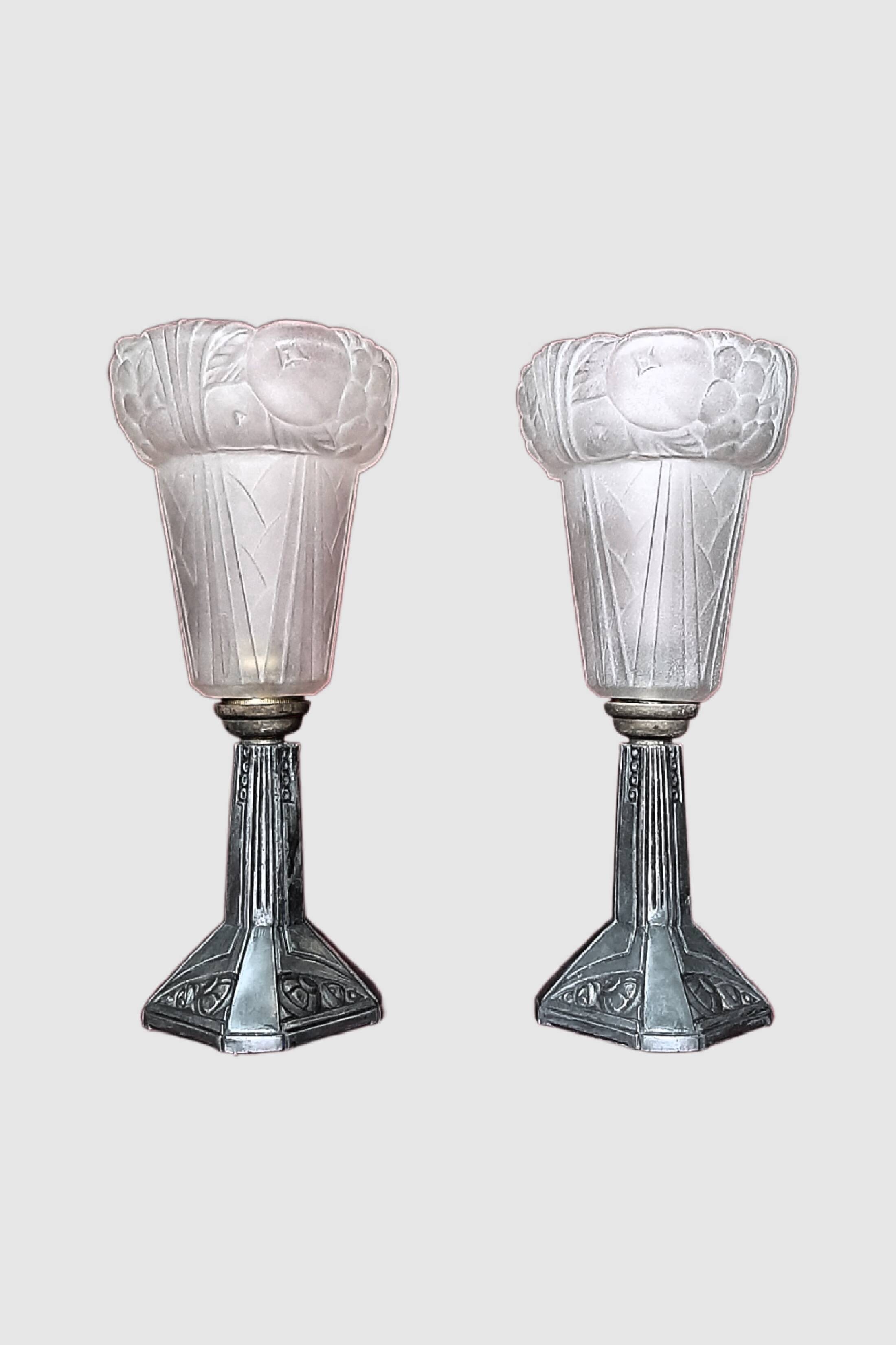Paire de lampes Art Deco vintage 1930s