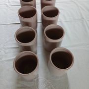 8 signed enamelled ceramic mugs