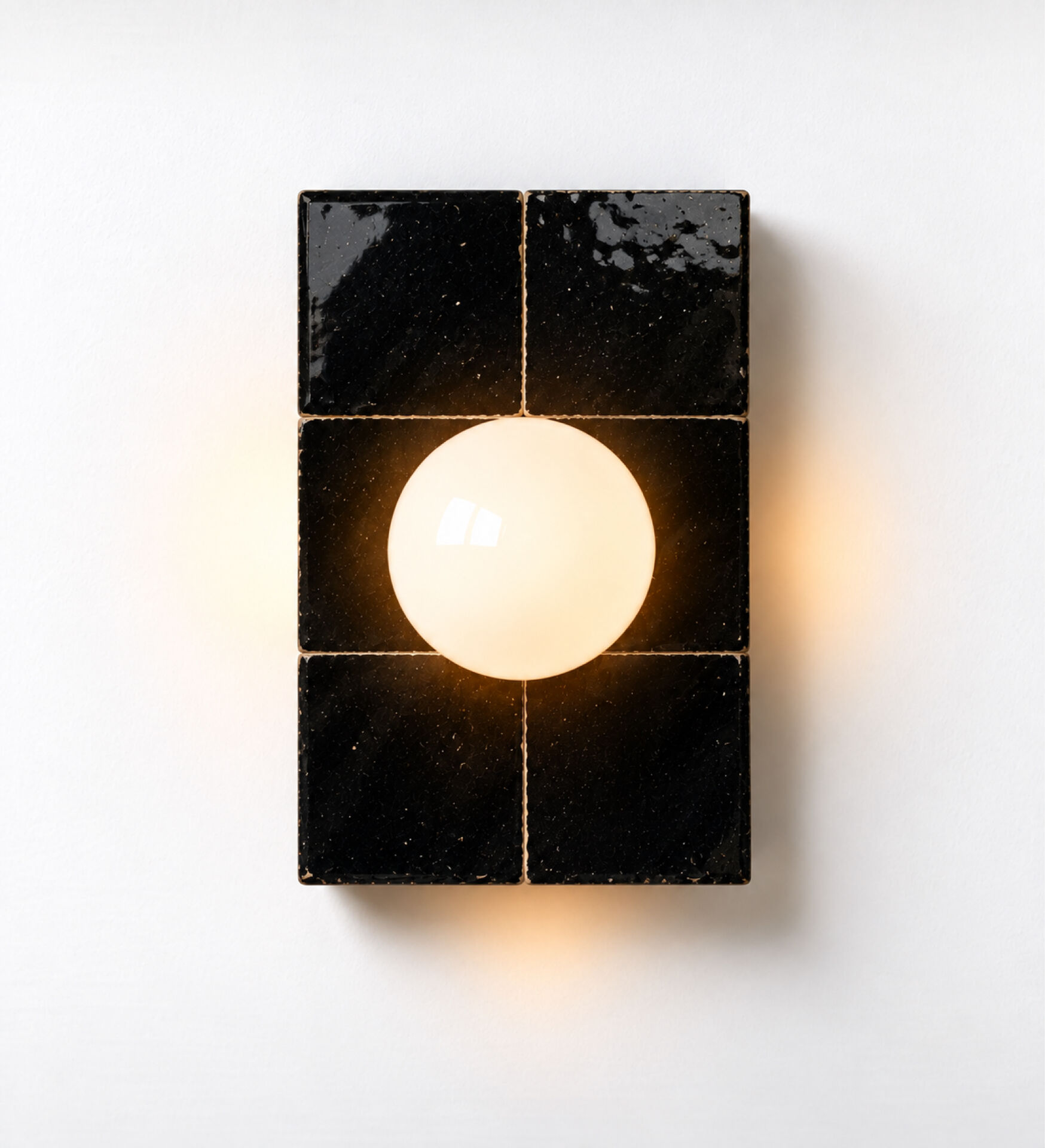 Black zellige wall light