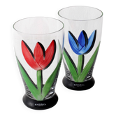 Ensemble de 2 gobelets à eau Tulipe Rouge et Bleue Kosta Boda Ulrica Hydman
