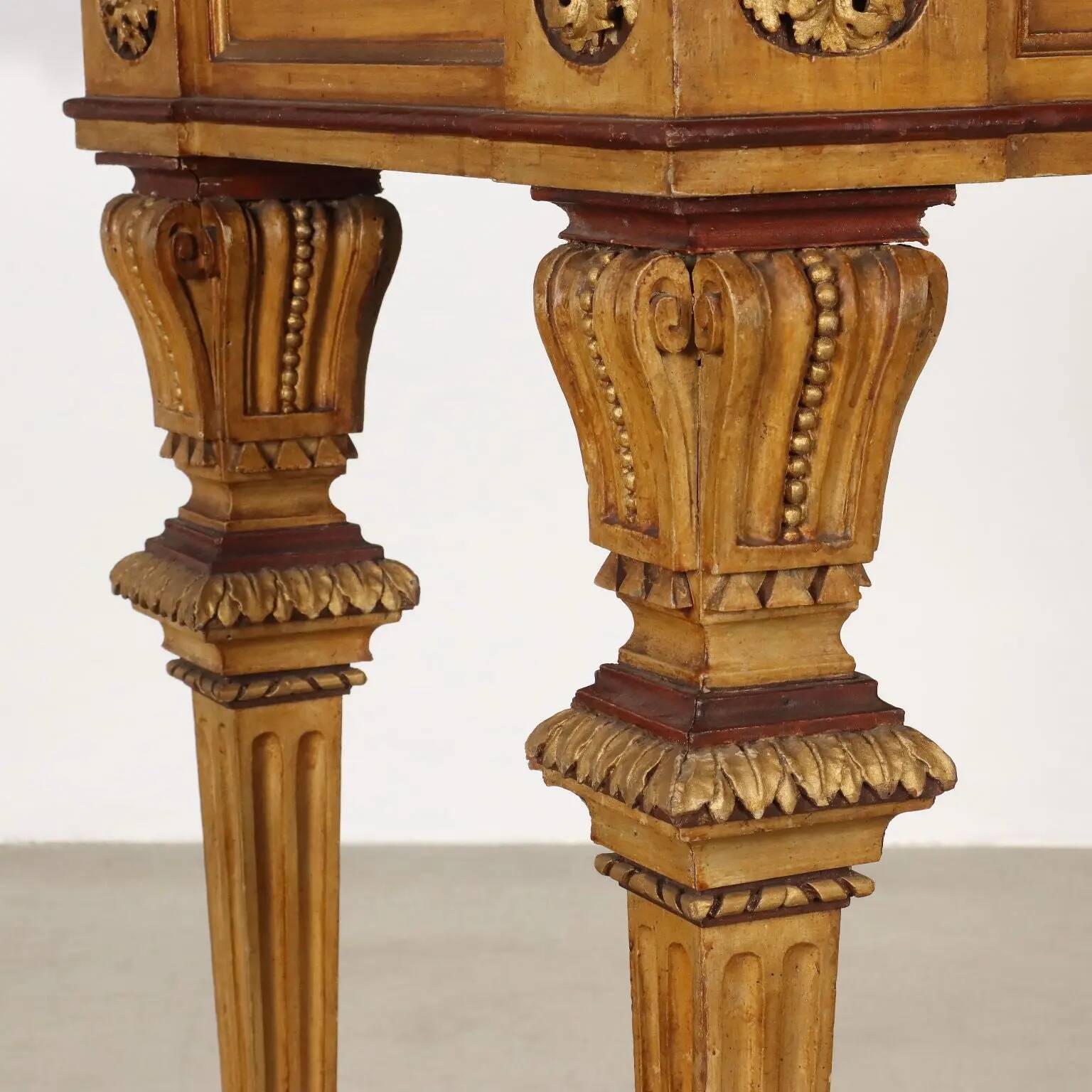 Console néoclassique ancienne en bois laqué, Italie, fin XIXe siècle