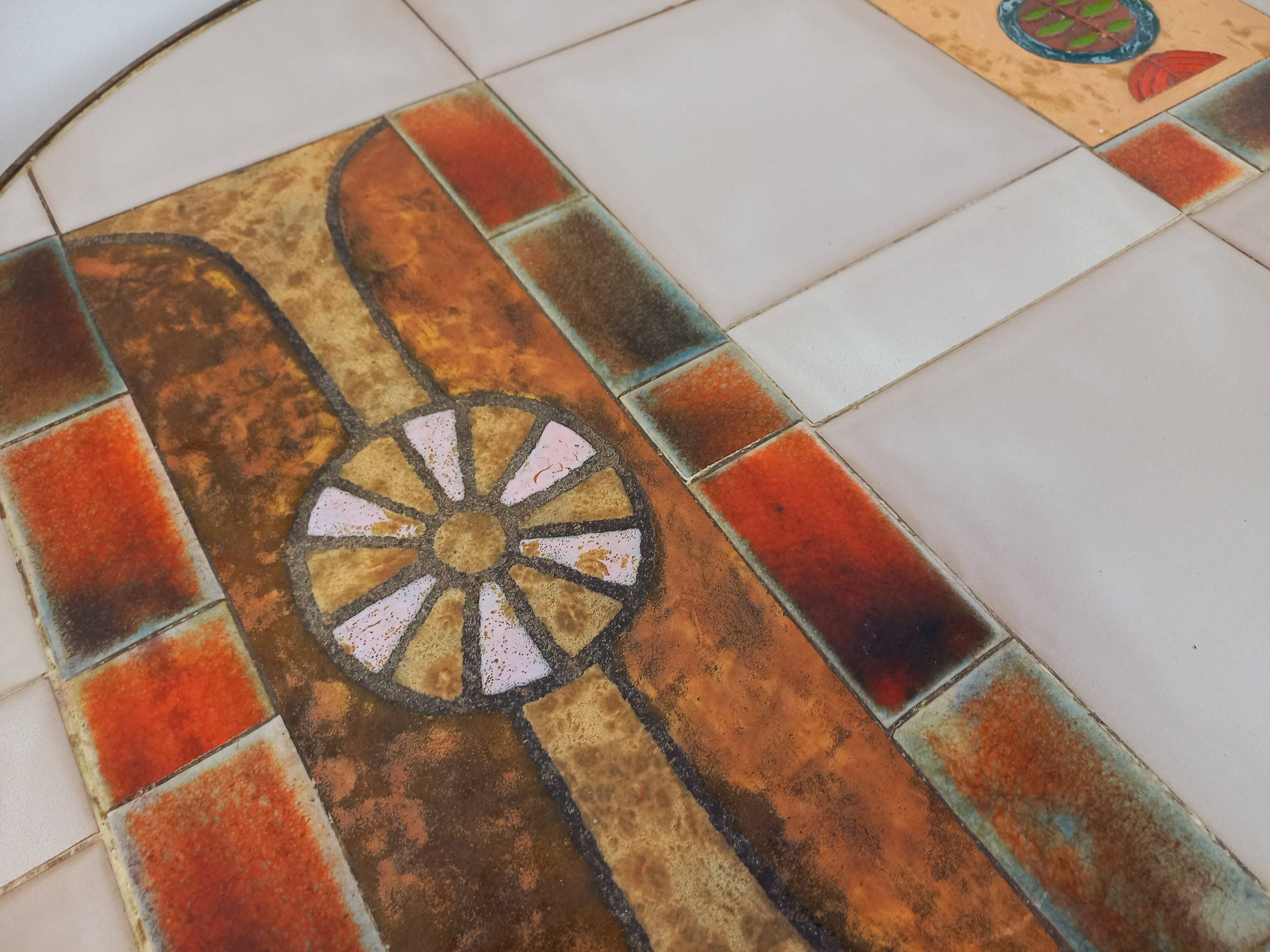 Vintage round coffee table by Jean Gregorieff for Roche Bobois from the 60s 70s in ceramic steel