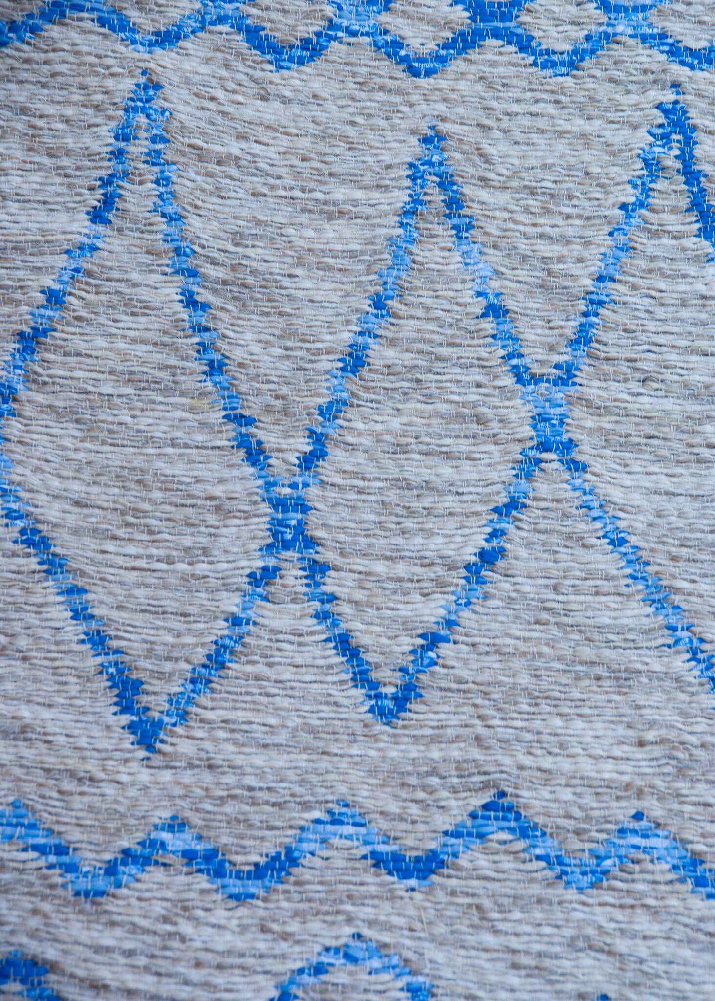 Recycled cotton handmade rug - Reversible - Blue