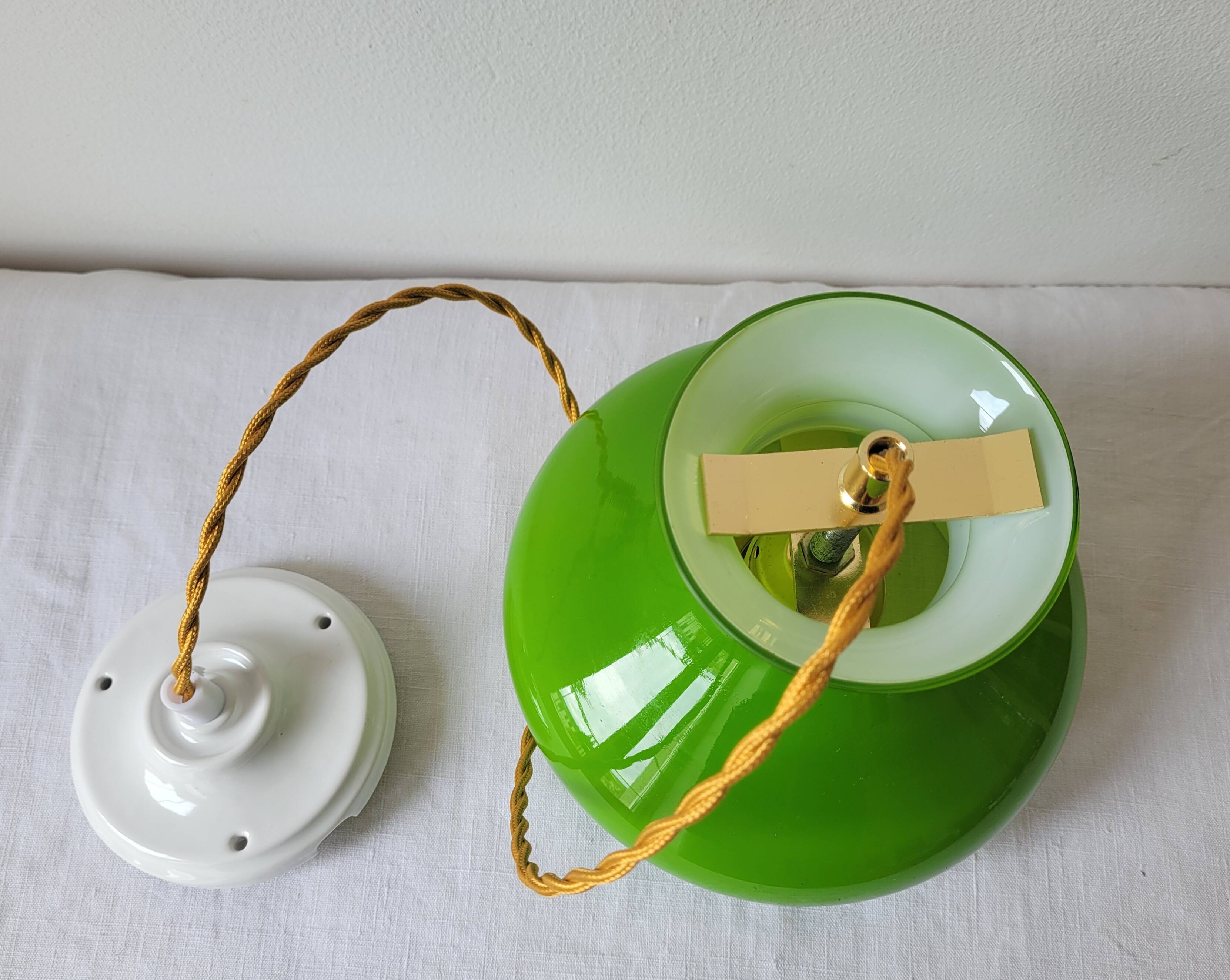 Green opaline pendant light