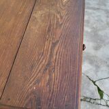 Antique 1900s Solid Oak Rustic Farmhouse Console Side Table