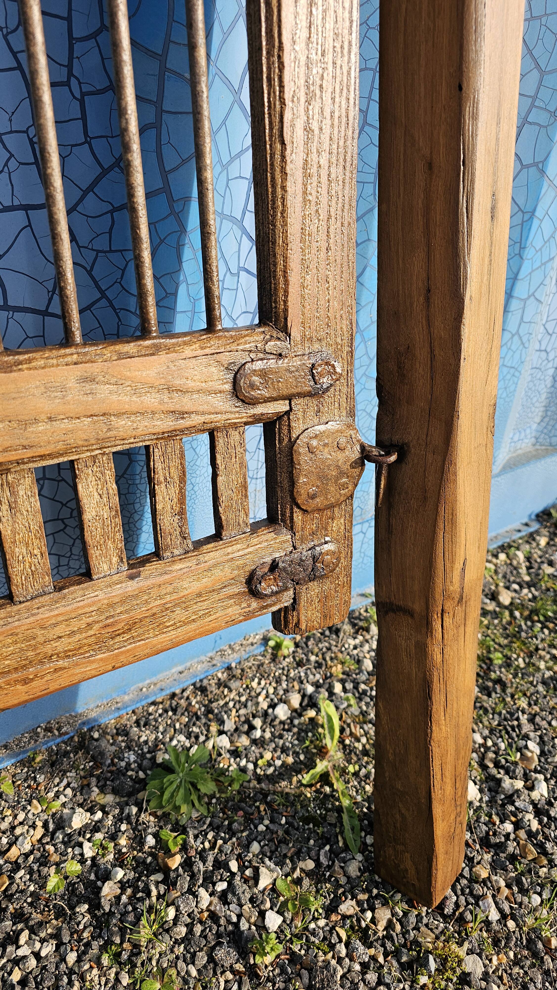 Old garden gate in solid teak
