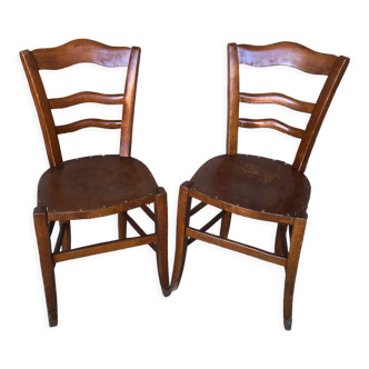 Pair of Luterma bistrot chairs in wood