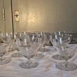 10 Verres à vin en cristal taillé, Circa 1930