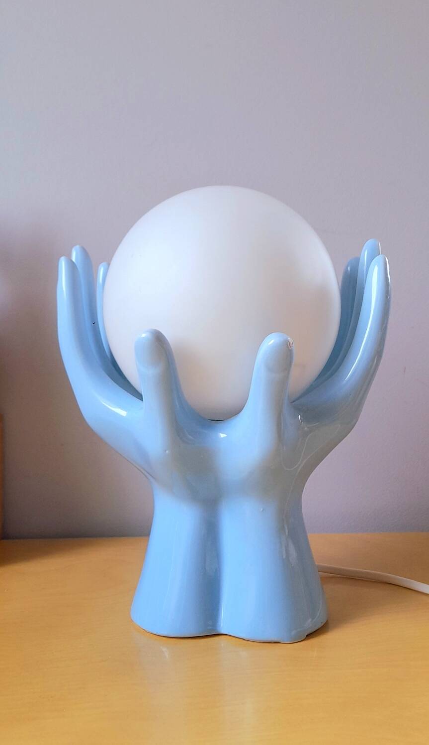 80s enameled ceramic hand lamp