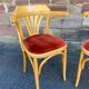 Pair of vintage 80s thonet Baumann style curved wood restaurant armchairs