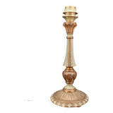 Lampe Art Deco en bois peint vert et patine cuivrée, France, Circa 1920