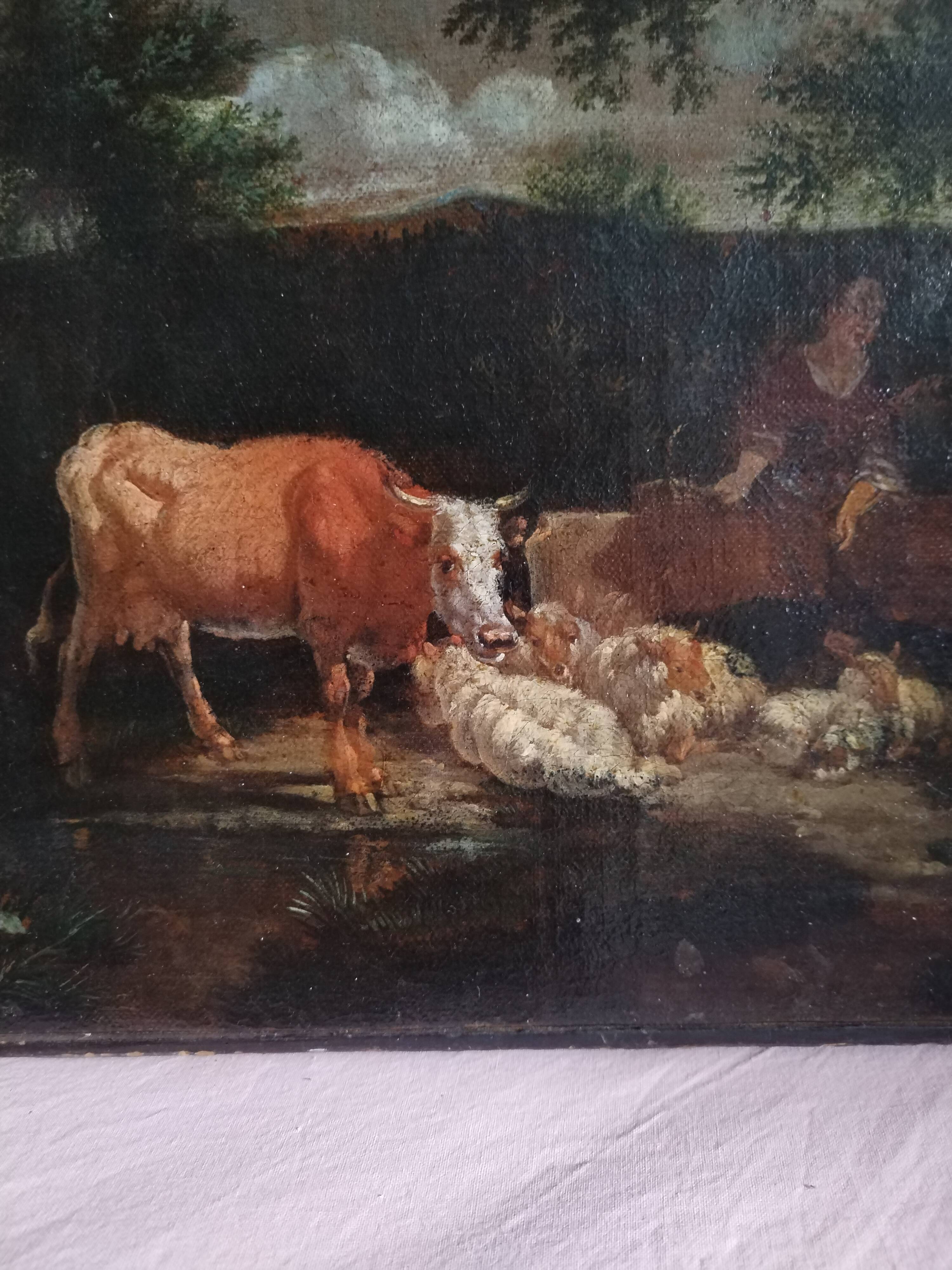 Pastoral scene oil on canvas 18th