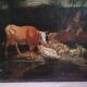 Scène pastorale huile sur toile 18 ème