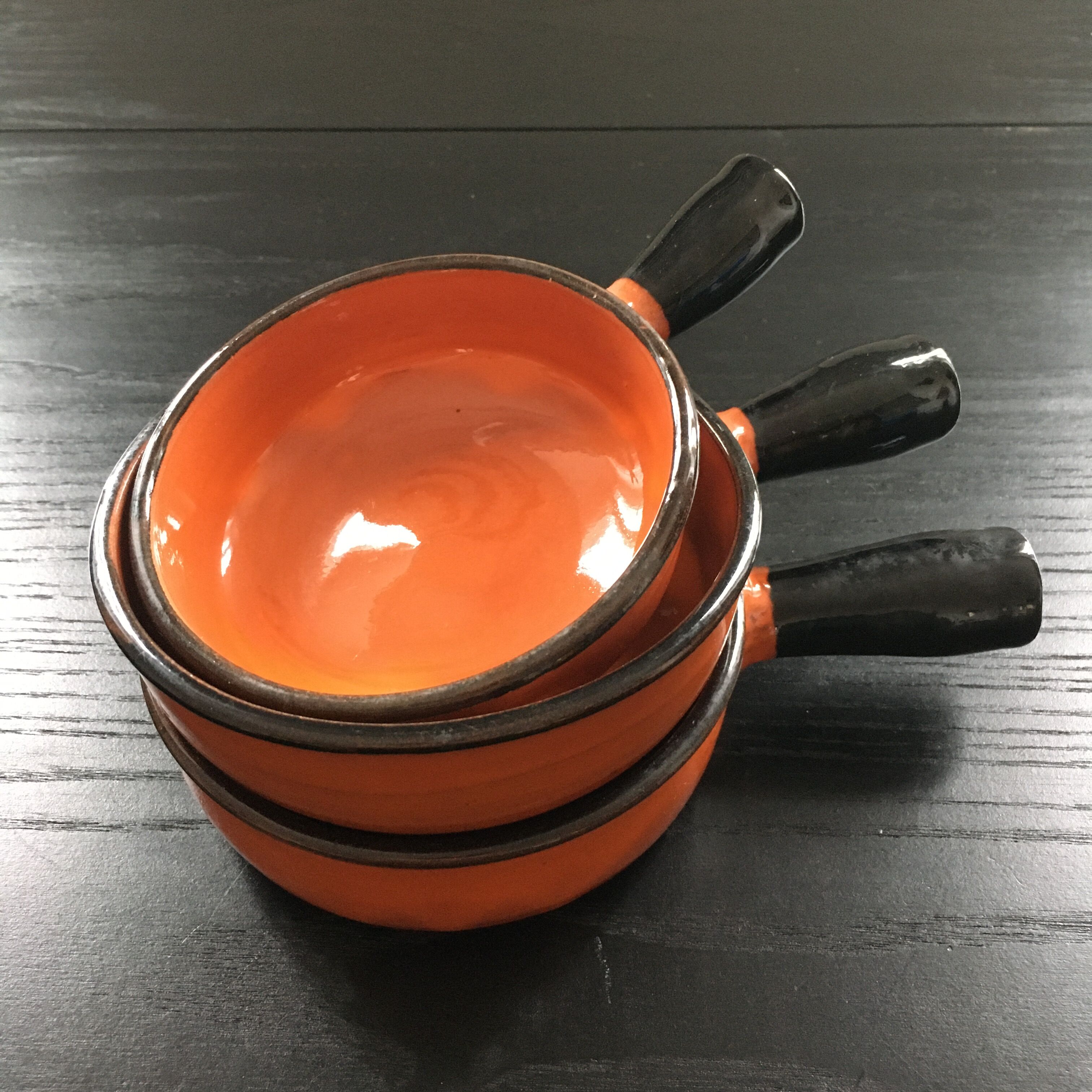 Lot 3 poêlons orange et noir