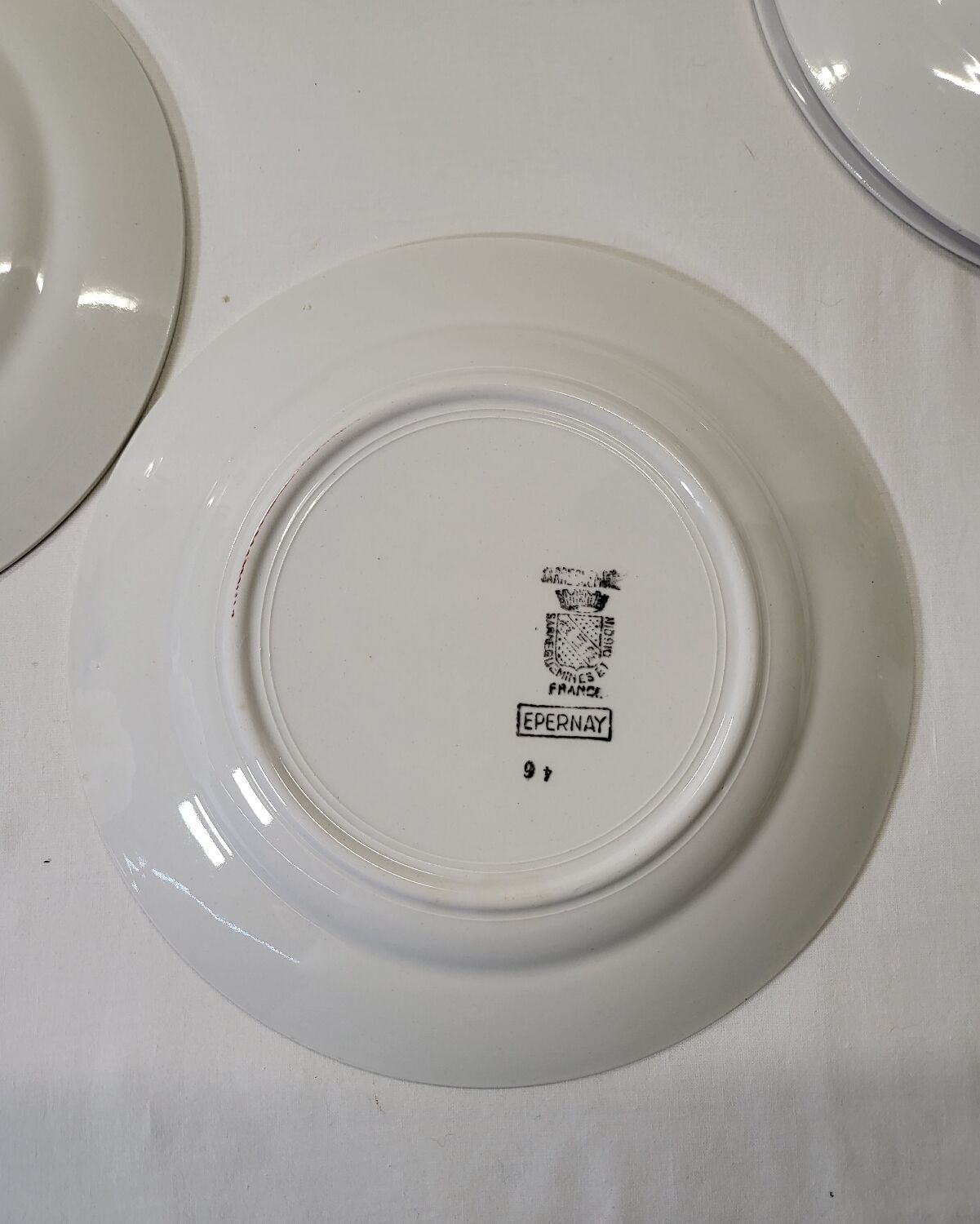 4 assiettes à dessert Sarreguemines épernay faïence vintage