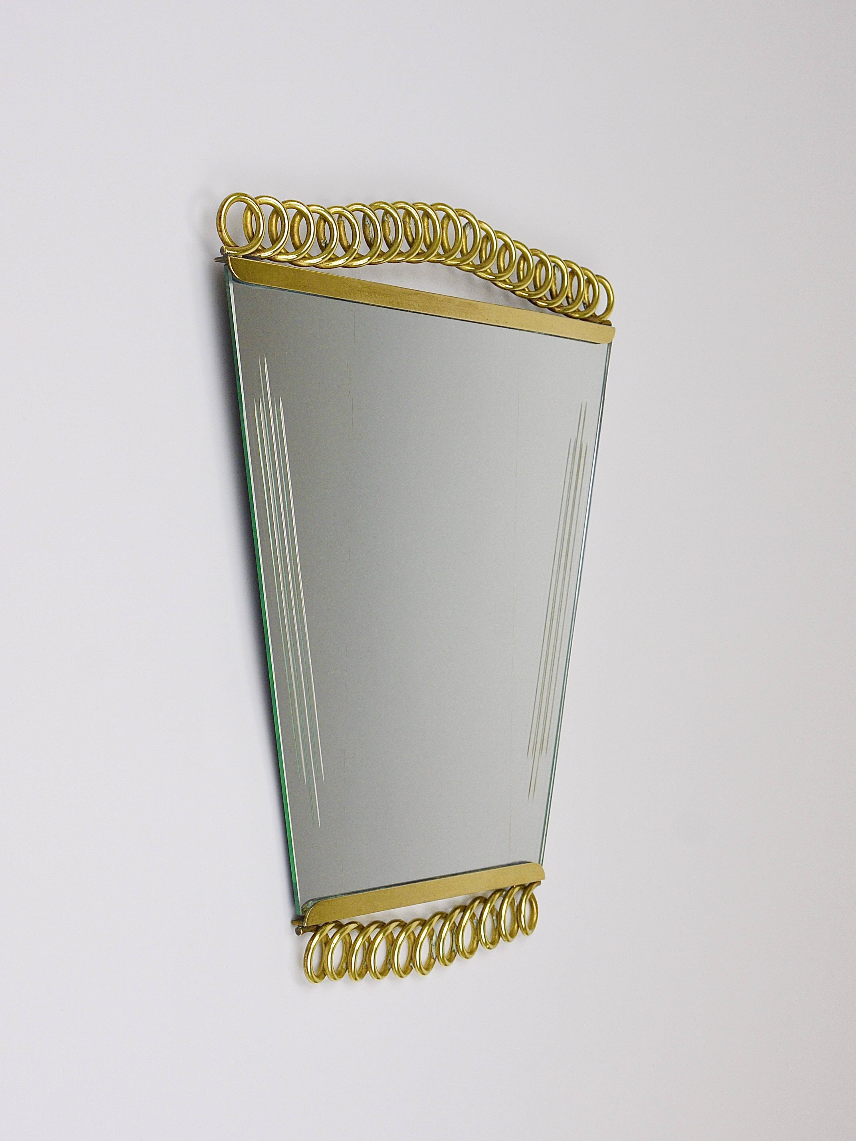 Josef Frank Attr. Mid-Century Brass Loop Wall Mirror, Austria, 1950s