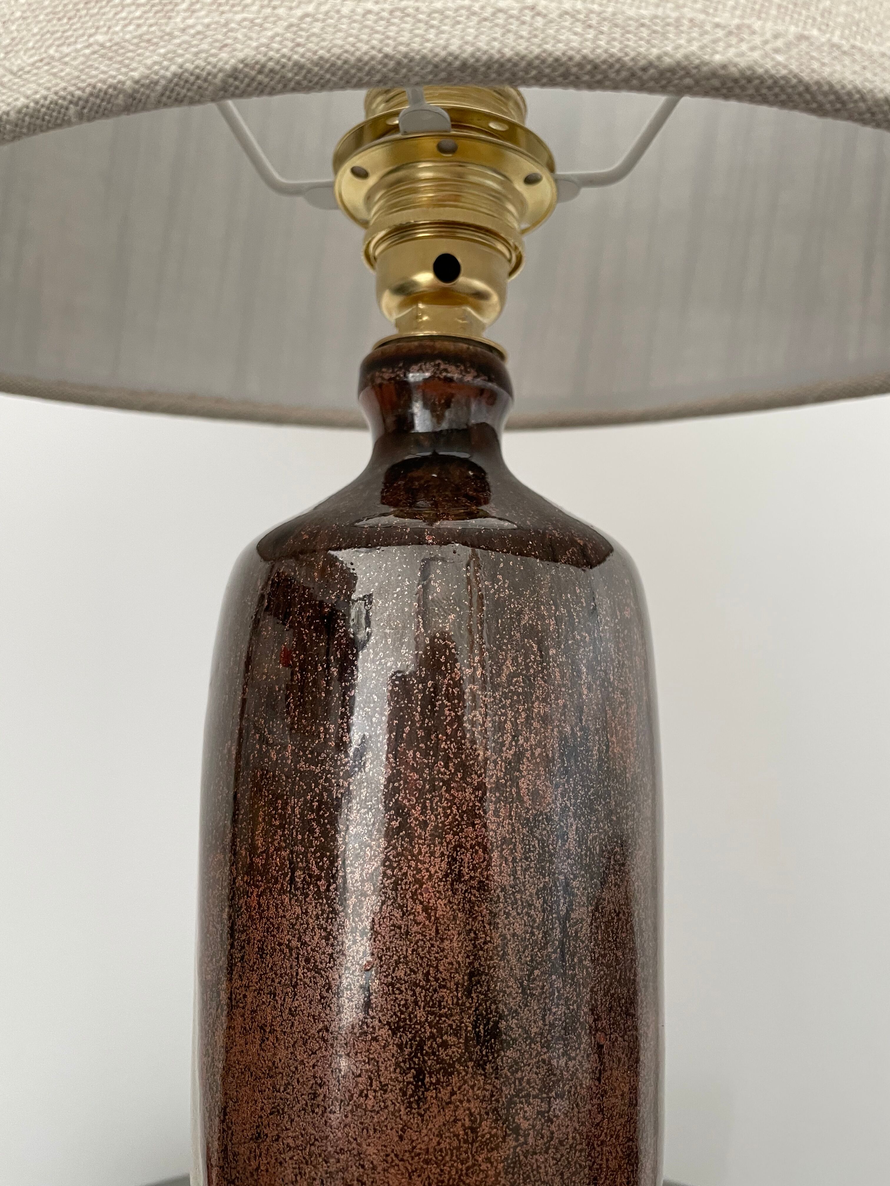 Lampe en grès vernissé électrifiée à neuf