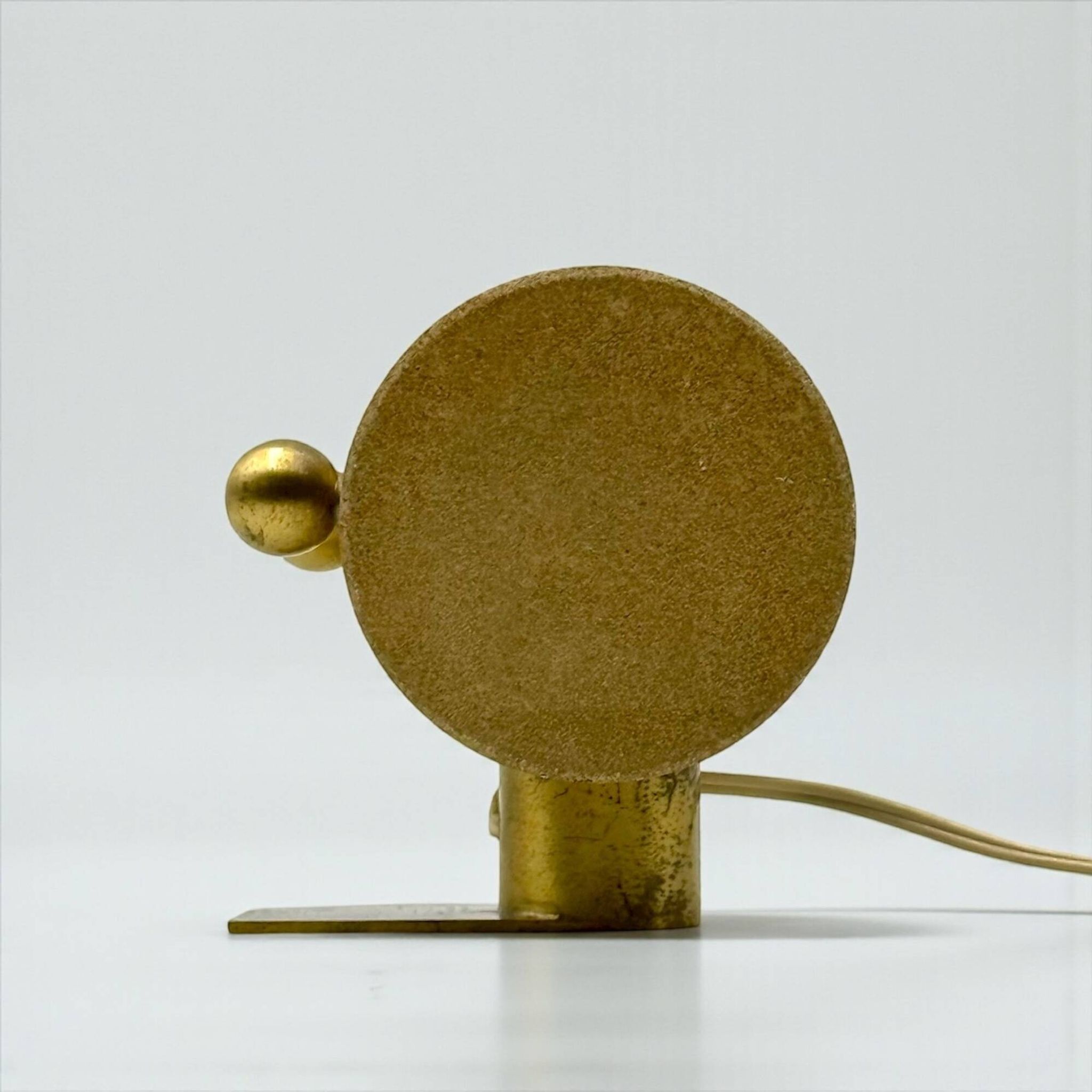 Brutalist Italian Light in Stone and Brass – 1970s Table Lamp