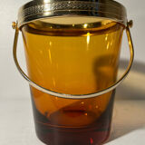 Brass ice bucket and blown glass