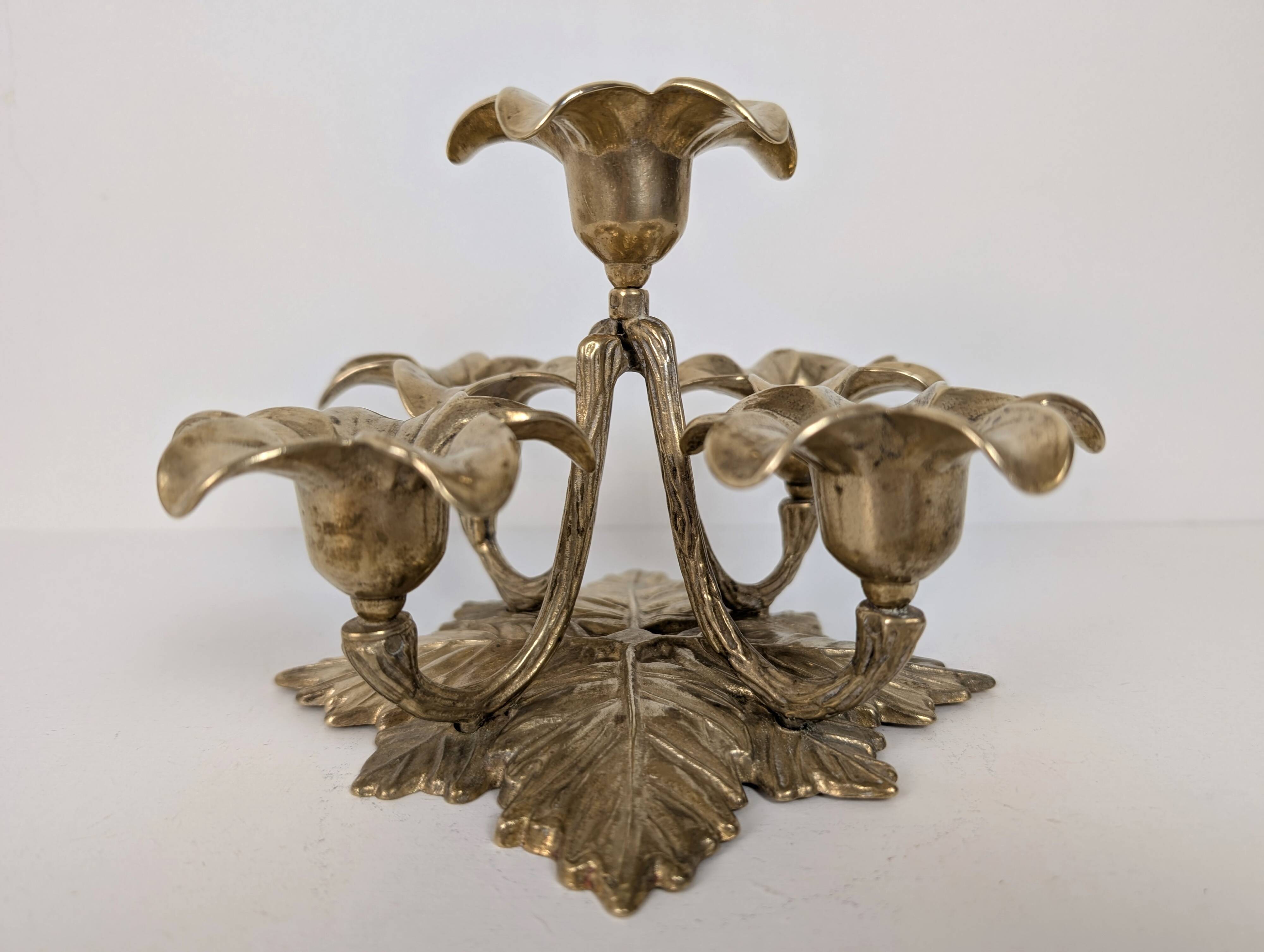 Brass flower candle holder