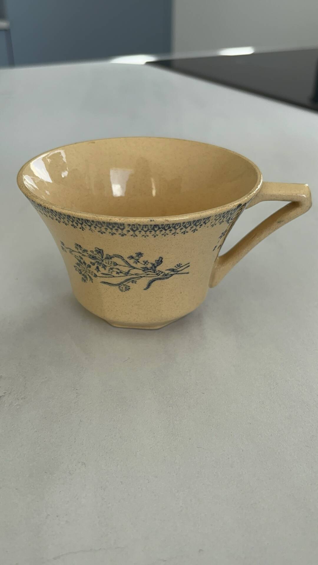 Iron earth tea cup St Amand - antique French earthenware with patina
