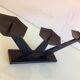 Three-star brutalist chandelier in black metal / vintage 60s-70s