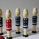 Vintage 1970s wooden soldier bowling set or bowling alley