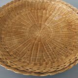 Old woven wicker fruit basket, wicker bread basket, round wicker wicker basket