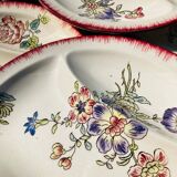 Set of 6 compartmentalized plates Longwy hand painted