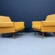 Pair of retro armchairs mid-century upholstered lounge chairs, Central European, mid-20th century