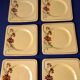 6 square dessert plates, ironstone. 1940s-50s.