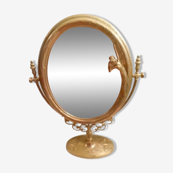 Adjustable standing mirror in brass art nouveau deco style