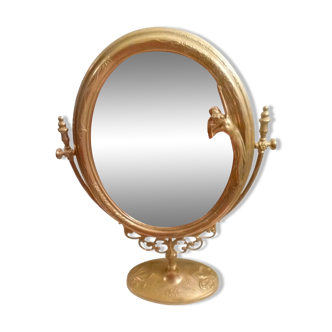 Adjustable standing mirror in brass art nouveau deco style