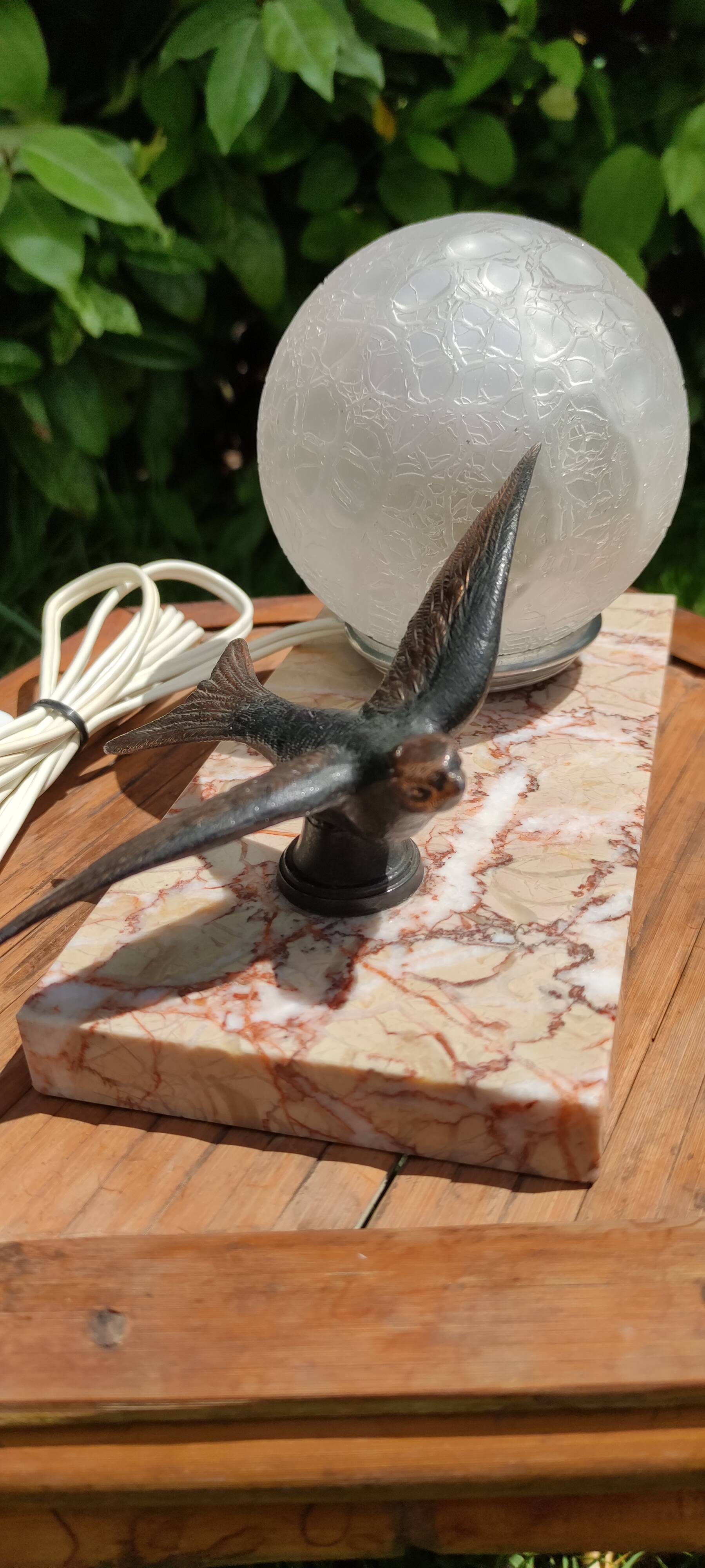 Art deco lamp, globe and marble