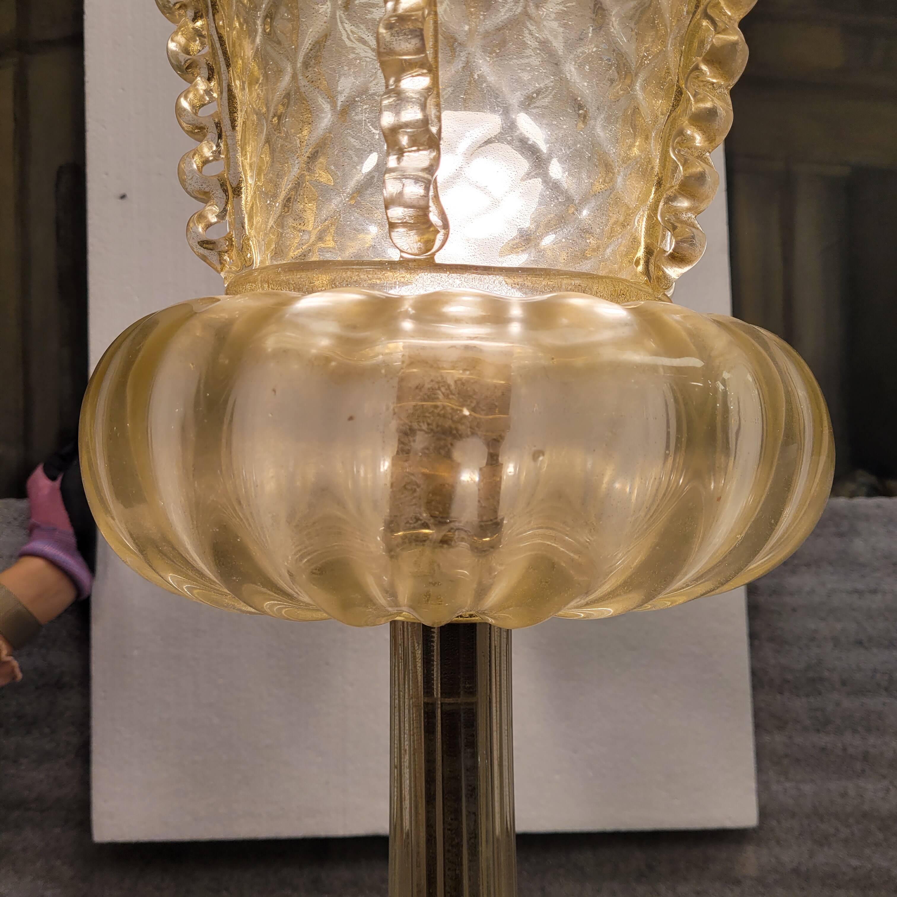 Magpie lamp, Murano crystal and gold powder, Barovier & Toso, 50's