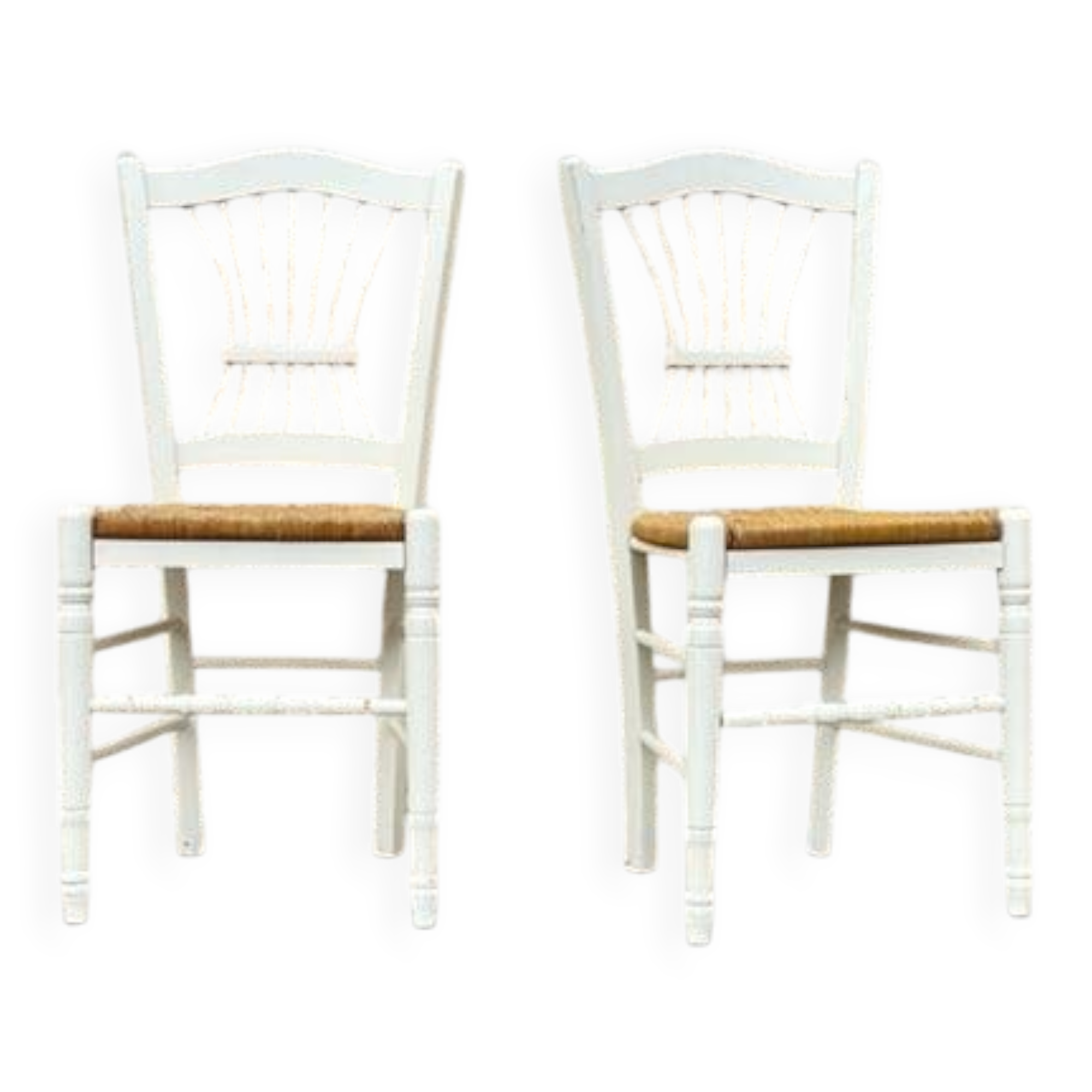 Vintage white straw chairs