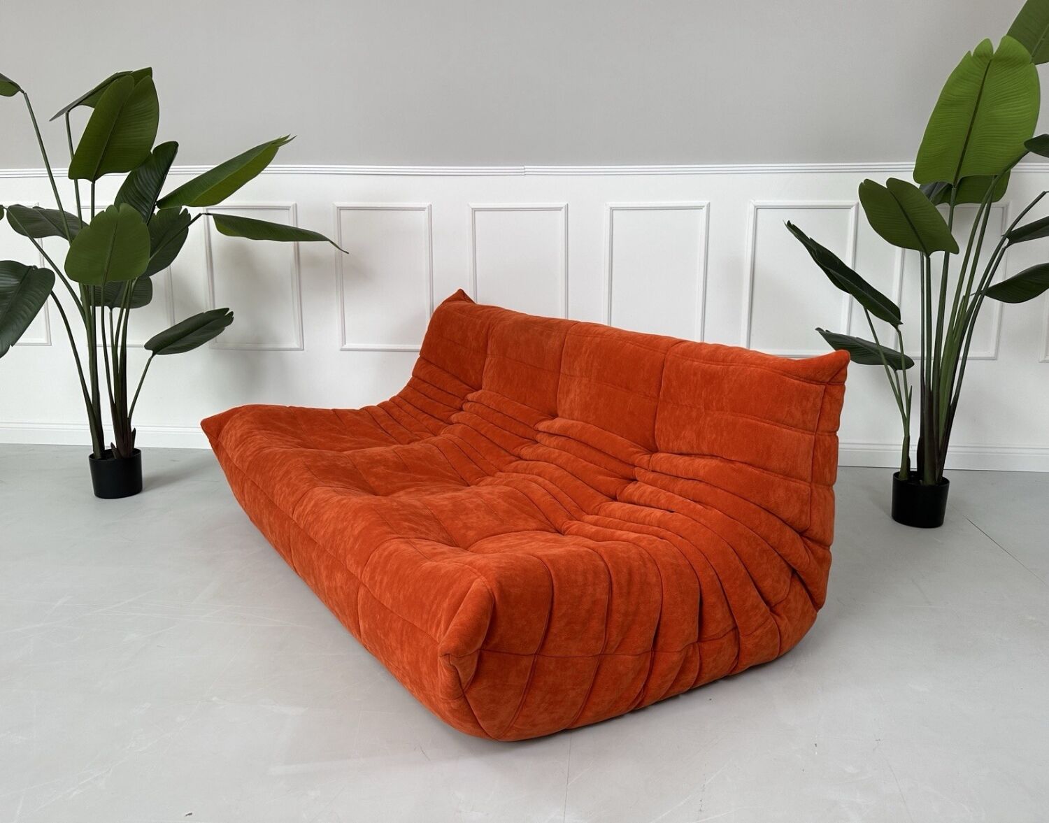 Ligne Roset Togo Orange Alcantara 3-seater designer sofa