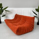 Ligne Roset Togo Orange Alcantara 3-seater designer sofa