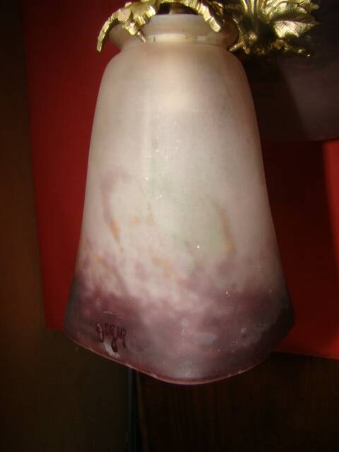 glass paste lustre 1 bowl and 3 tulips signed "Degué"