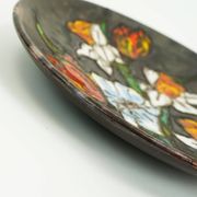 vintage ruscha 1960's 70's WALL PLATE fat lava bowl orange and white flower