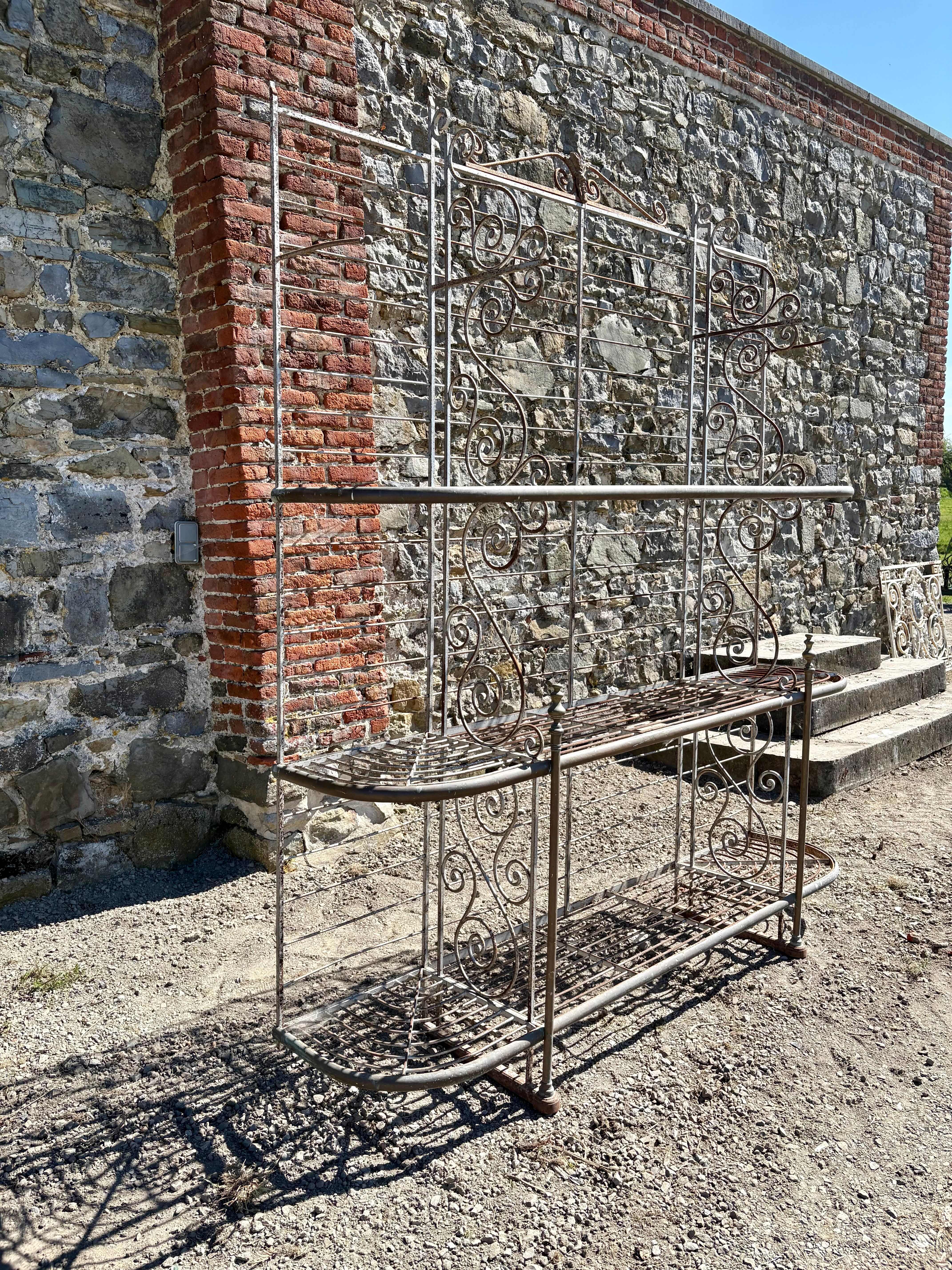 Large garden shelf / console in wrought iron – 19th century style