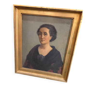 Oil on canvas signed Giraudeau 1930 portrait of a woman.