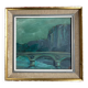 Rome at dusk, oil on panel, A. Luigini. 20th century.