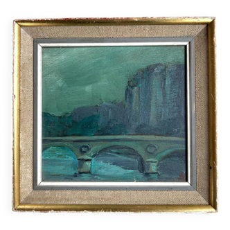 Rome au Crépuscule, Huile sur Panneau, A. Luigini. XXe.