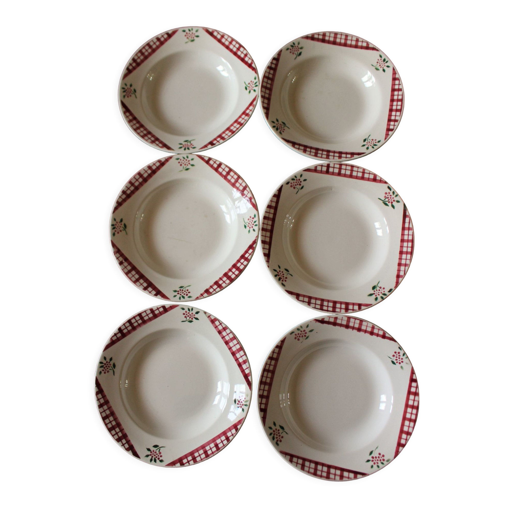 Lot 6 hollow plates Niger Digoin Sarreguemines